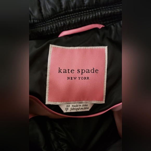 Kate Spade Quilted Puffer Coat XS Black Winter Parka Bow Back Feminine Elegance - Picture 3 of 5